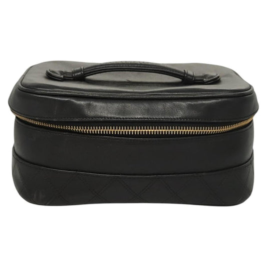 Chanel Vanity pouch Leather, BLACK, LEATHER, Handbag