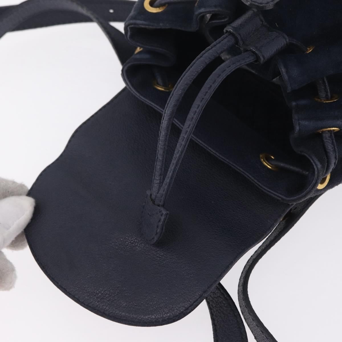 Gucci Vintage Bamboo Suede, Navy, Suede, Backpack