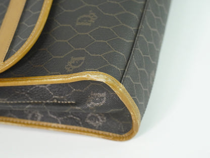 Christian Dior Vintage Honeycomb Canvas, Black, Canvas, Shoulder Bag