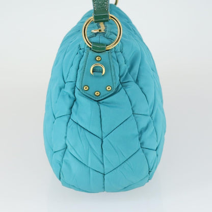 Prada Zip Hobo Chevron Tessuto, Blue, Nylon, Shoulder Bag
