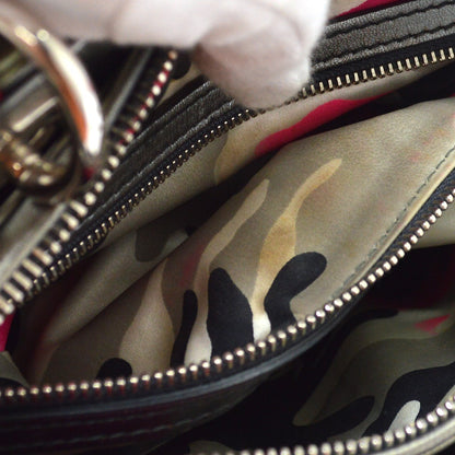 Christian Dior Lady Dior Cannage Stitch Patent, Gray, Leather, Handbag