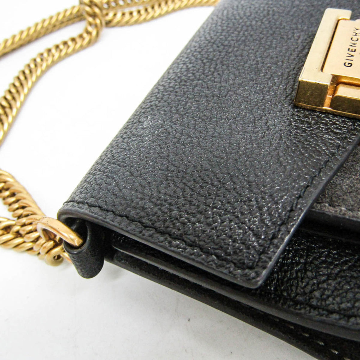 Givenchy GV3 Flap Leather with Suede, Black, Leather, Handbag