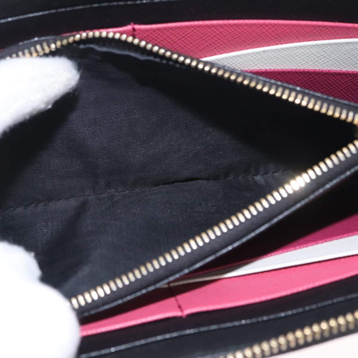 Prada Zip Around Tab Saffiano Leather, Black, Leather, Wallet