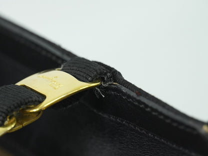 Salvatore Ferragamo Vala Chain Canvas, Black, Canvas, Shoulder Bag