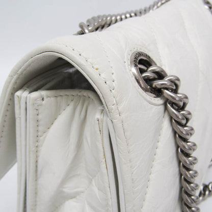 Balenciaga Crush Chain Flap Quilted Crushed Calfskin, White, Leather, Handbag