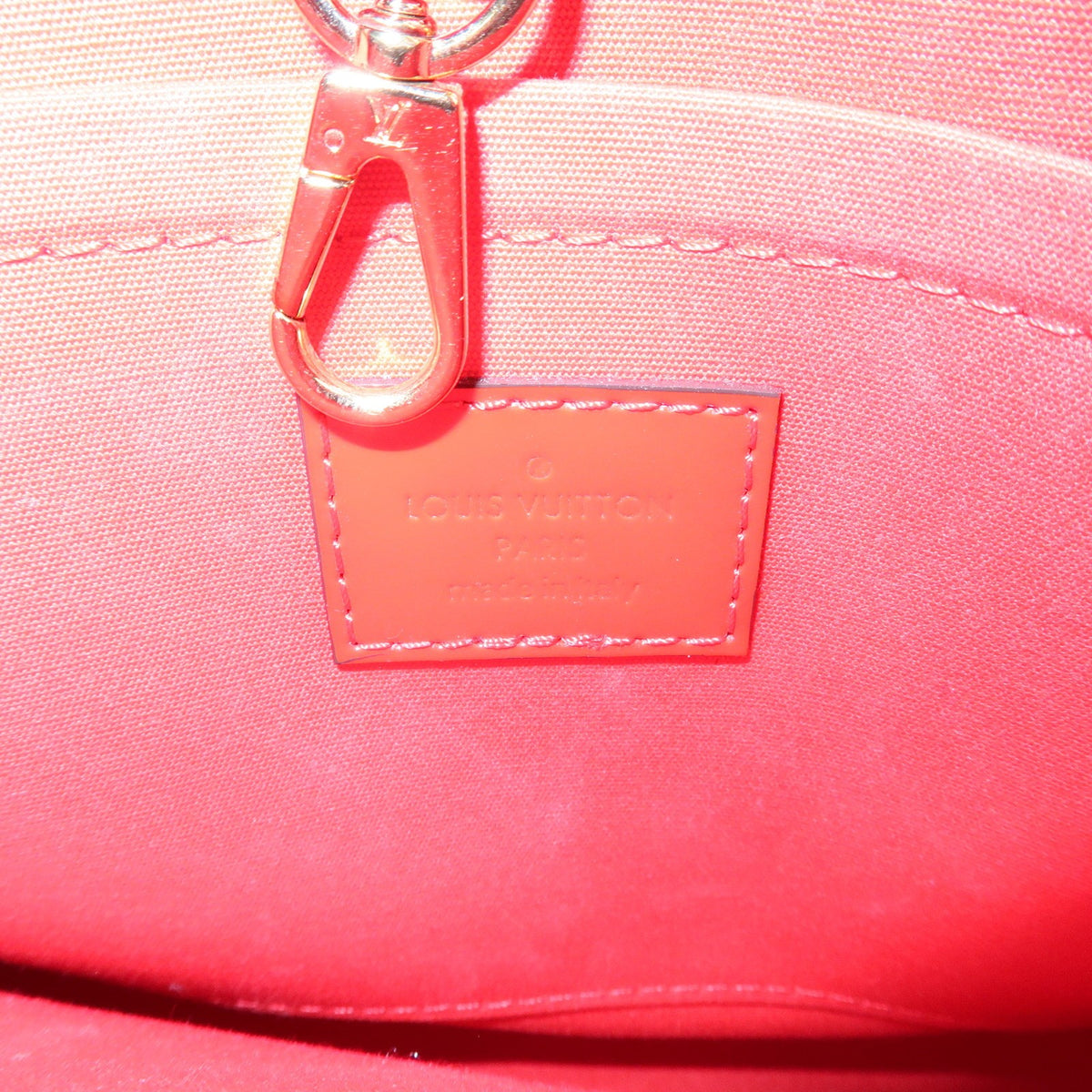 Louis Vuitton Montaigne Monogram Vernis, Red, Patent Leather, Handbag