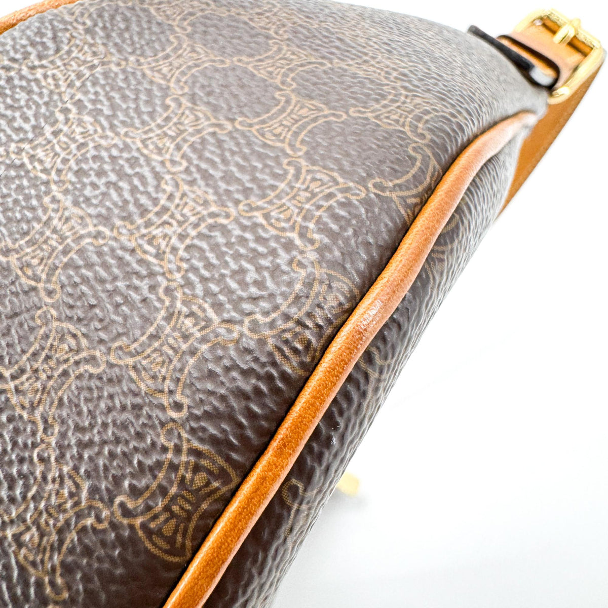 Celine Ava Triomphe Coated Canvas, Black, Canvas, Handbag