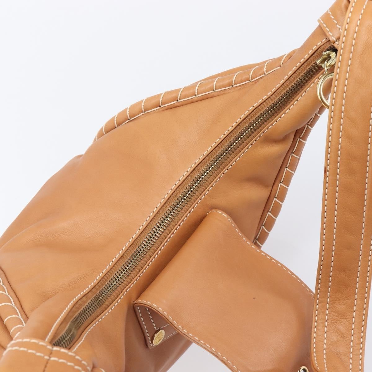 Celine Shoulder Leather, Brown, Leather, Shoulder Bag