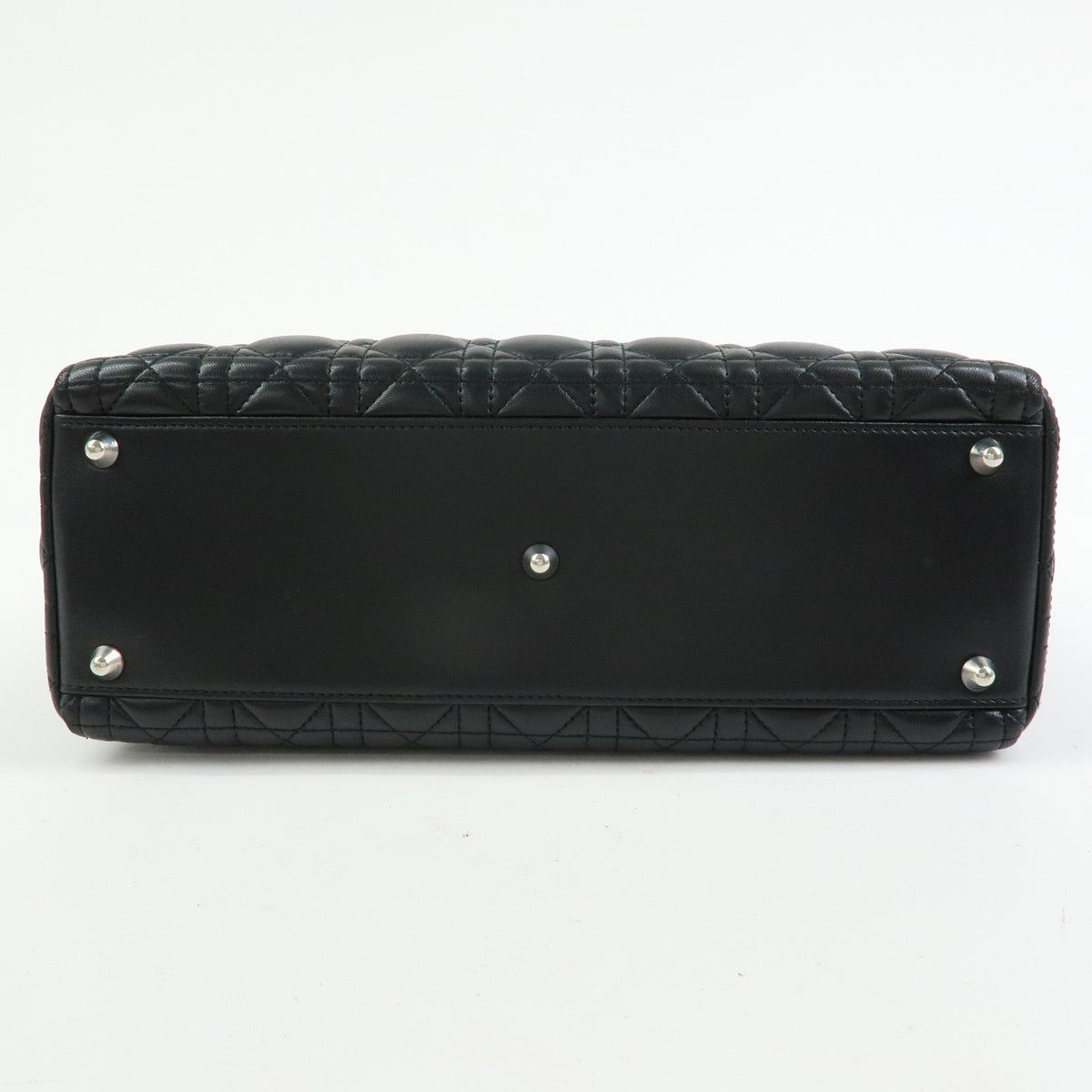 Christian Dior Lady Dior Cannage Quilt Lambskin, Black, Leather, Handbag