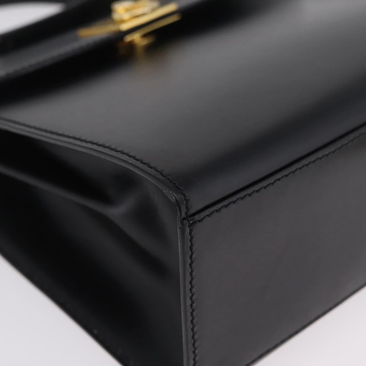 Celine Vintage Logo Top Handle Leather, Black, Leather, Handbag