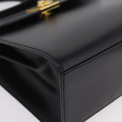 Celine Vintage Logo Top Handle Leather, Black, Leather, Handbag