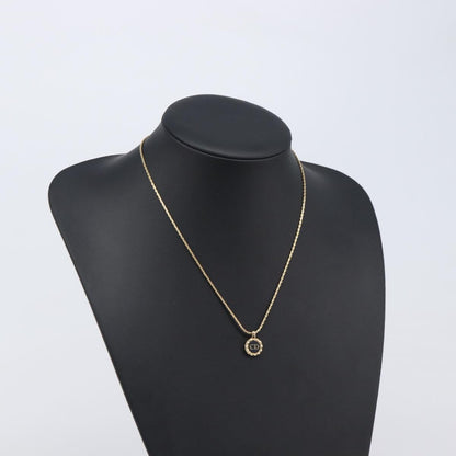 Christian Dior CD Pendant Metal, Gold, Metal, Necklace