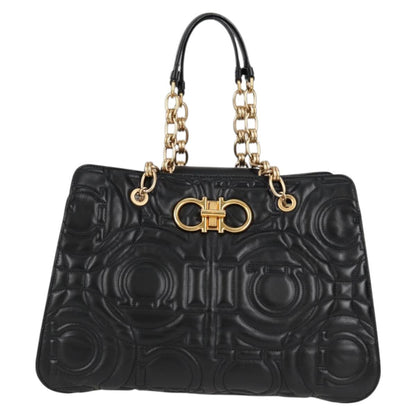 Salvatore Ferragamo Gancini, Black, Leather, tote