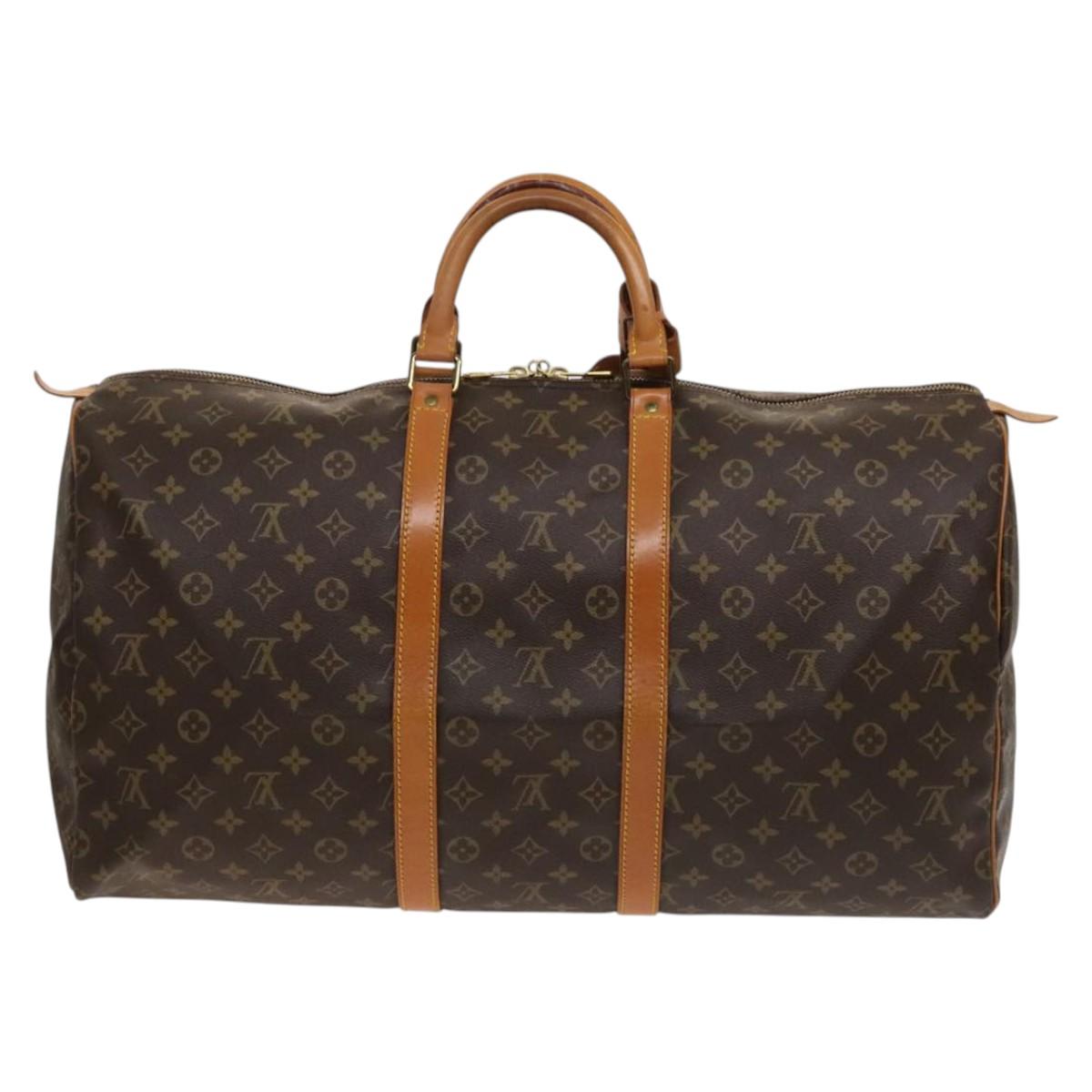 Louis Vuitton Keepall 55, Brown, Canvas, travel