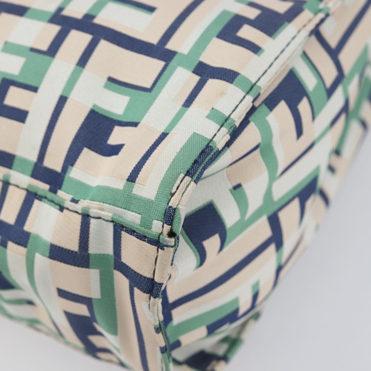 Fendi Logo Zucca Nylon, Green, Nylon, Tote Bag