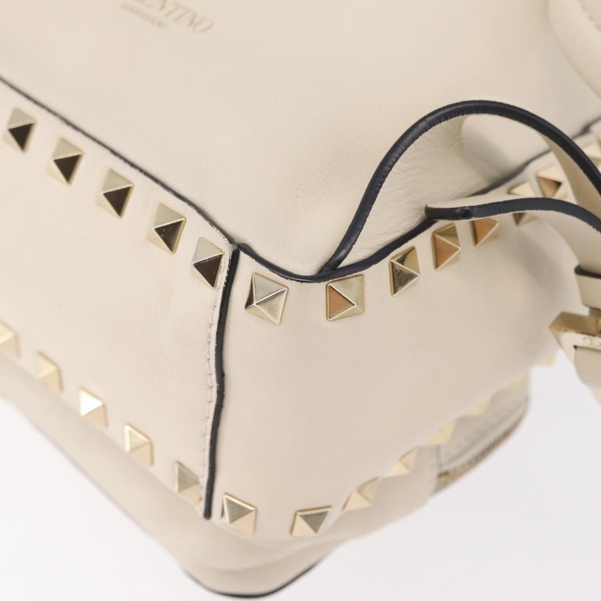 Valentino Garavani Rockstud Leather, Beige, Leather, Tote Bag