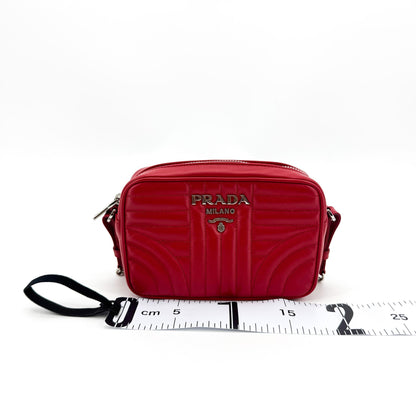 Prada Camera Diagramme Quilted Leather, Red, Leather, Handbag