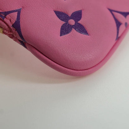 Louis Vuitton Lanyard Multipochette Coin Case Monogram Empreinte, Pink, Canvas, Wallet