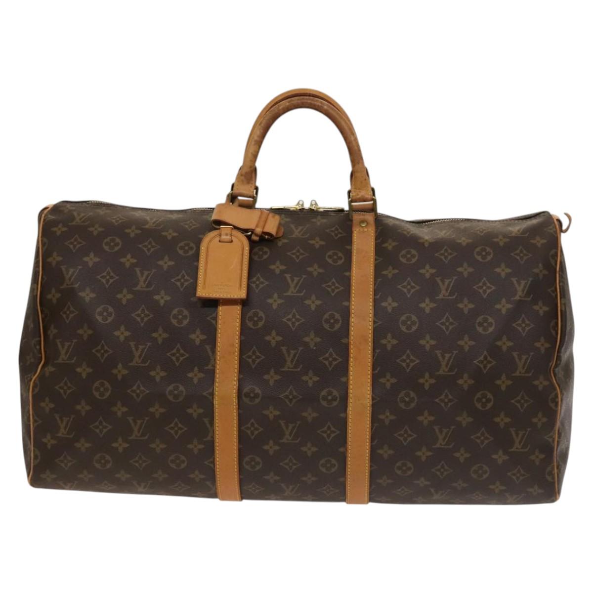 Louis Vuitton Keepall 55, Brown, Canvas, travel