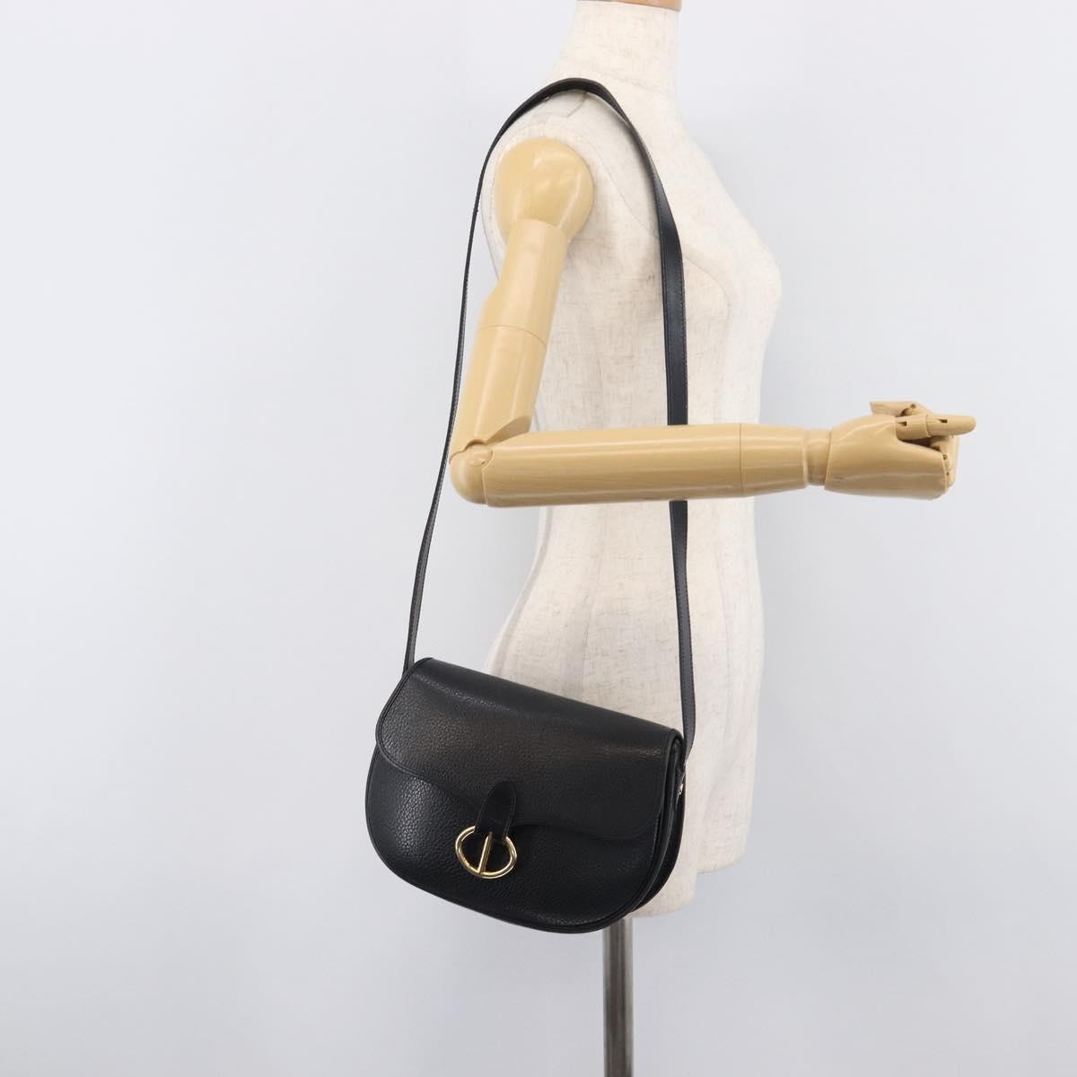 Christian Dior Vintage CD Flap Leather, Black, Leather, Shoulder Bag