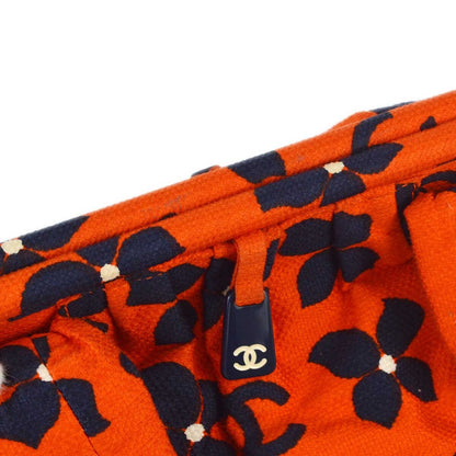 Chanel Vintage Frame Printed Canvas, Orange, Canvas, Shoulder Bag