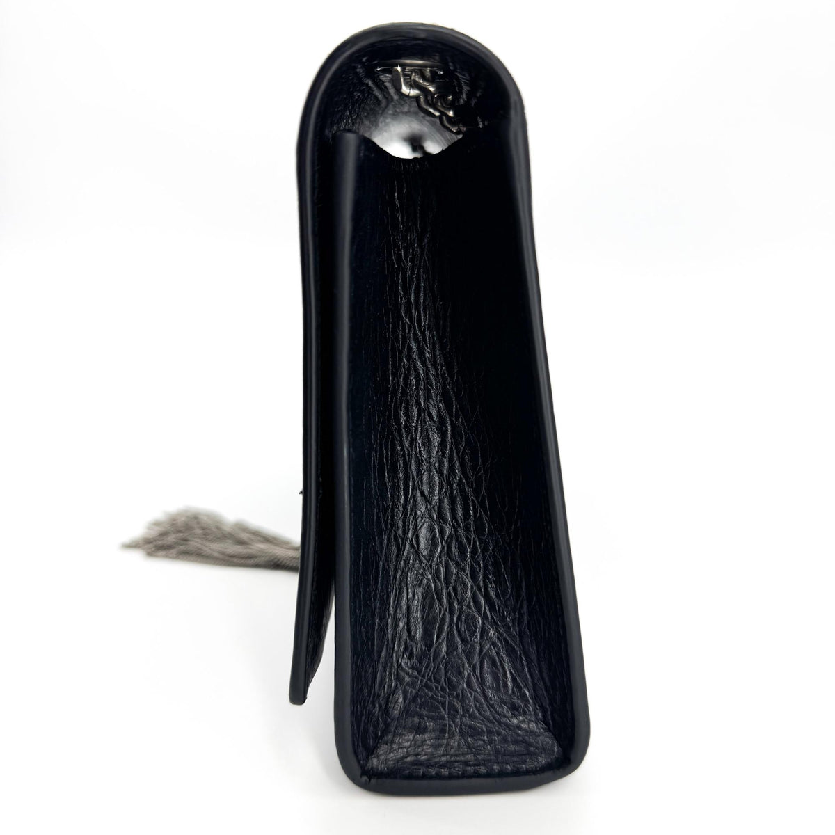 Saint Laurent Classic Monogram Tassel Crocodile Embossed Leather, Black, Leather, Crossbody Bag