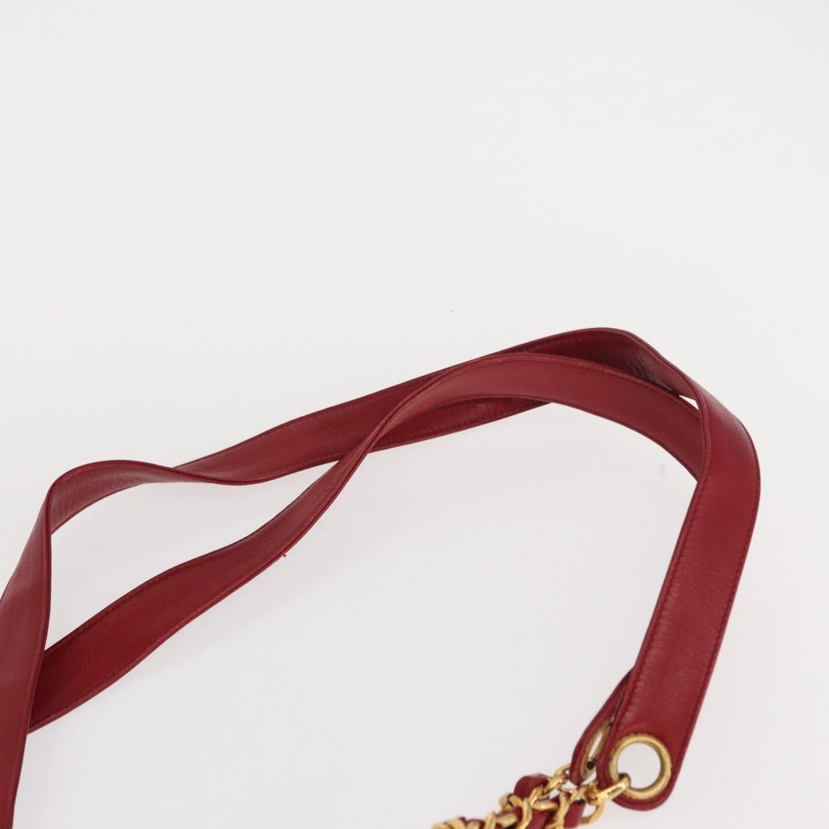 Chanel Vintage Slit Pocket Quilted Lambskin, Red, Leather, Shoulder Bag