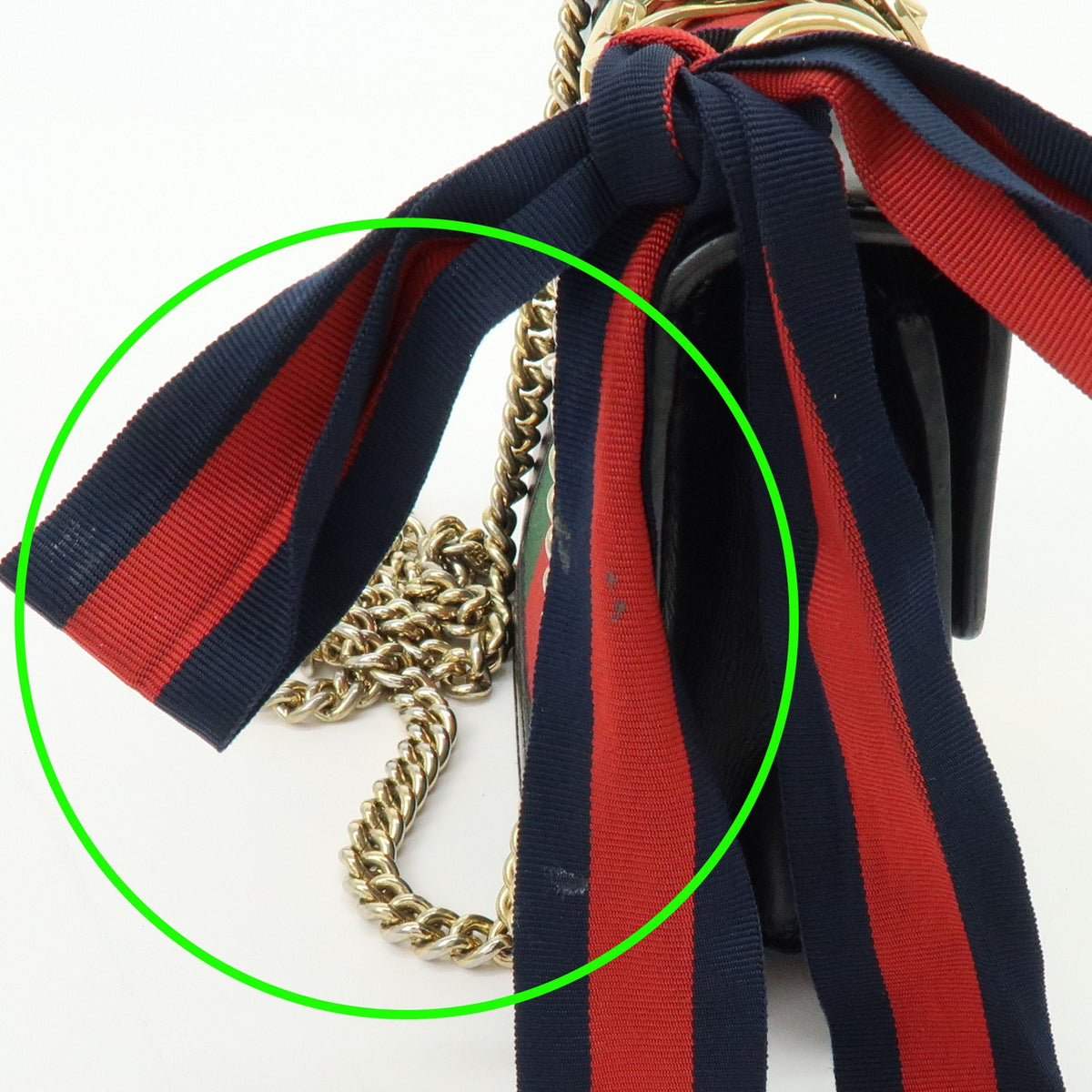 Gucci Sylvie Chain Leather, Black, Leather, Shoulder Bag