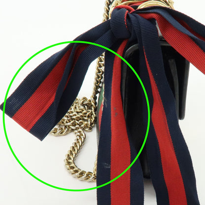 Gucci Sylvie Chain Leather, Black, Leather, Shoulder Bag