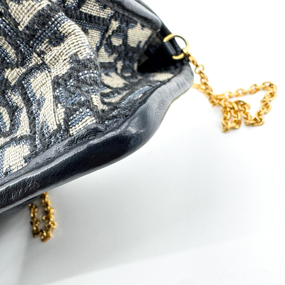 Christian Dior 30 Montaigne Nano Convertible Belt Oblique Canvas, Navy, Canvas, Clutch