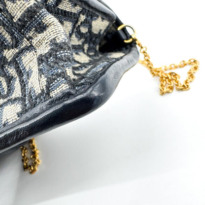 Christian Dior 30 Montaigne Nano Convertible Belt Oblique Canvas, Navy, Canvas, Clutch