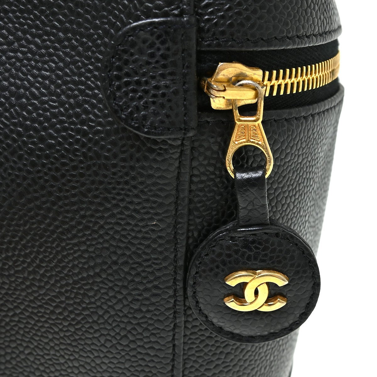 Chanel Vintage Timeless Cosmetic Case Caviar, Black, Leather, Handbag