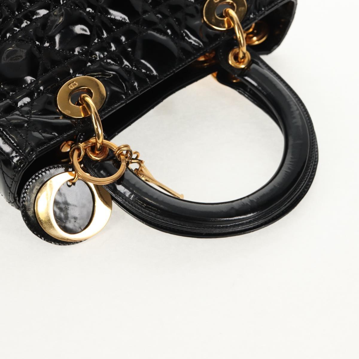 Christian Dior Lady Dior Bag Patent, BLACK, PATENT_LEATHER, Handbag
