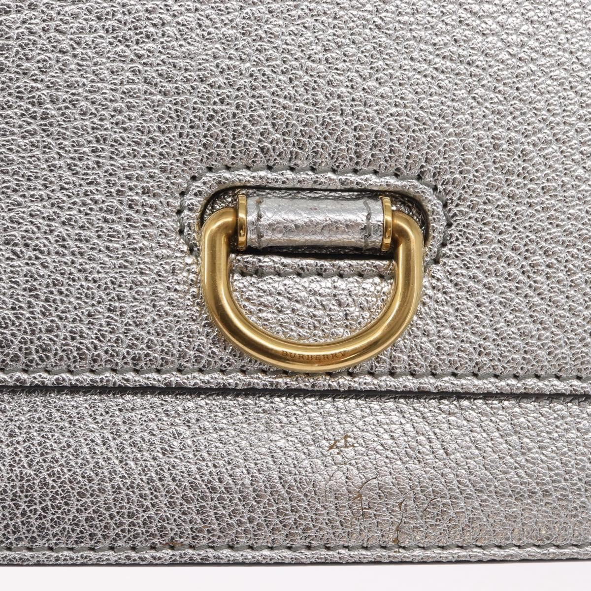 Burberry D-Ring Chain Leather, Silver, Leather, Shoulder Bag