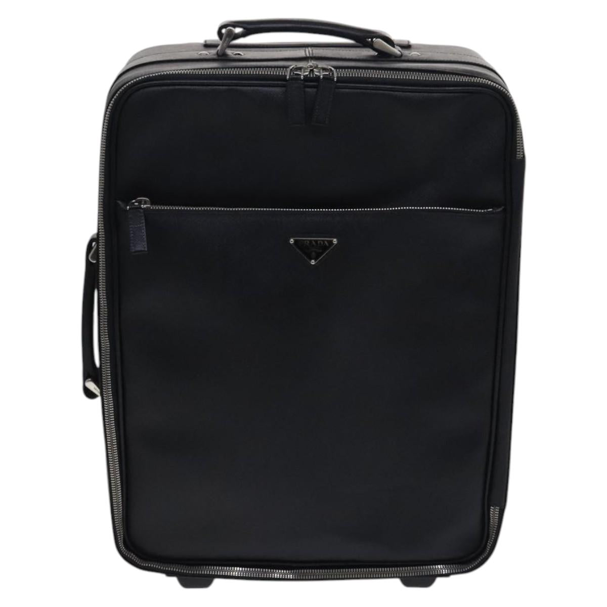 Prada Triangle Logo, Black, Leather, travel