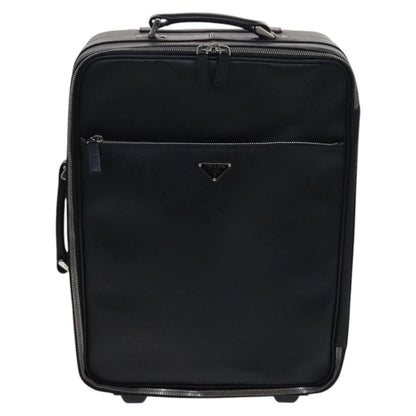 Prada Triangle Logo, Black, Leather, travel