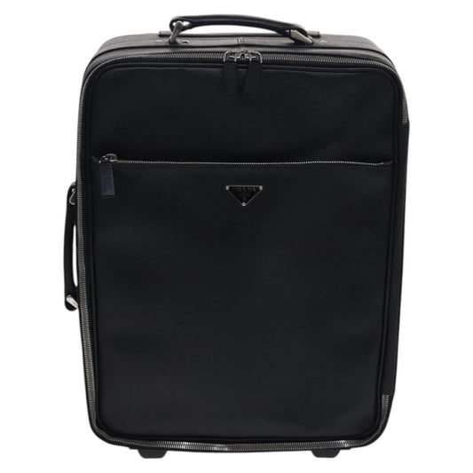Prada Triangle Logo, Black, Leather, travel