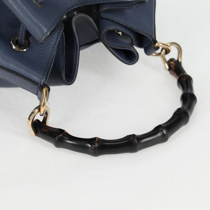 Gucci Bamboo, Blue, Leather, handbag