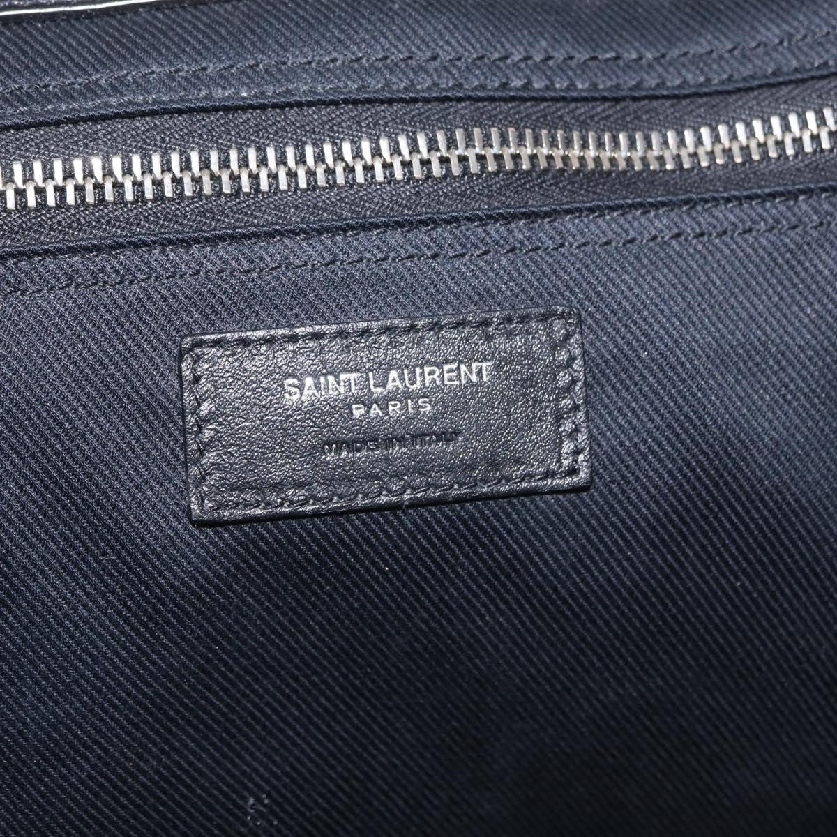 Saint Laurent Rive Gauche Shopper Embossed Leather, Black, Leather, Tote Bag