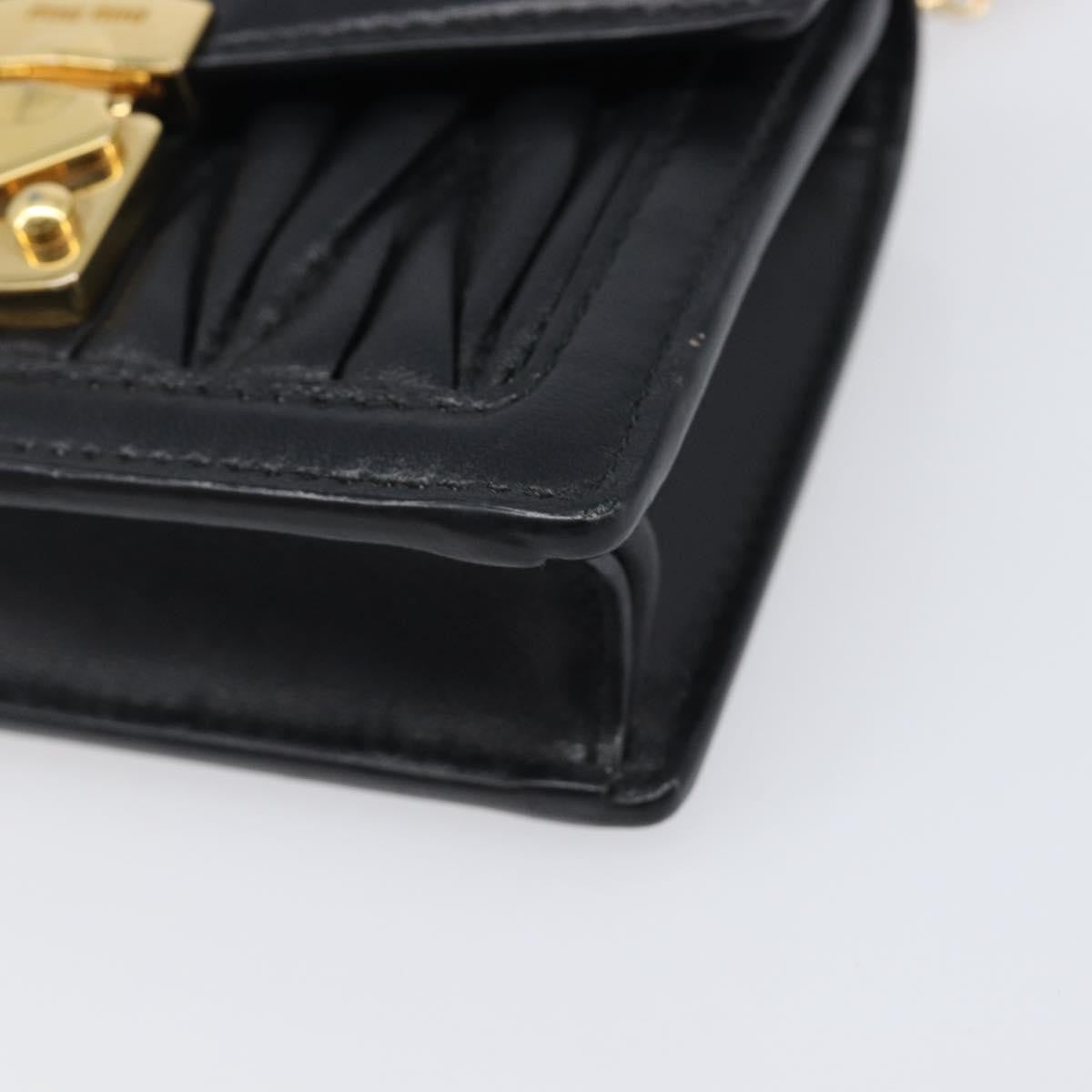 Miu Miu Biker Chain Matelasse Leather, Black, Leather, Shoulder Bag