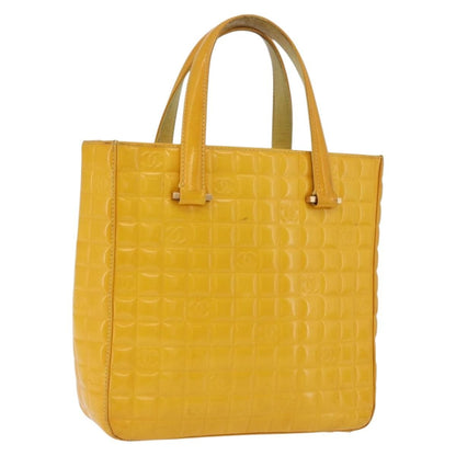 Chanel Chocolate Bar CC Quilted Patent, Yellow, Patent Leather, Tote Bag