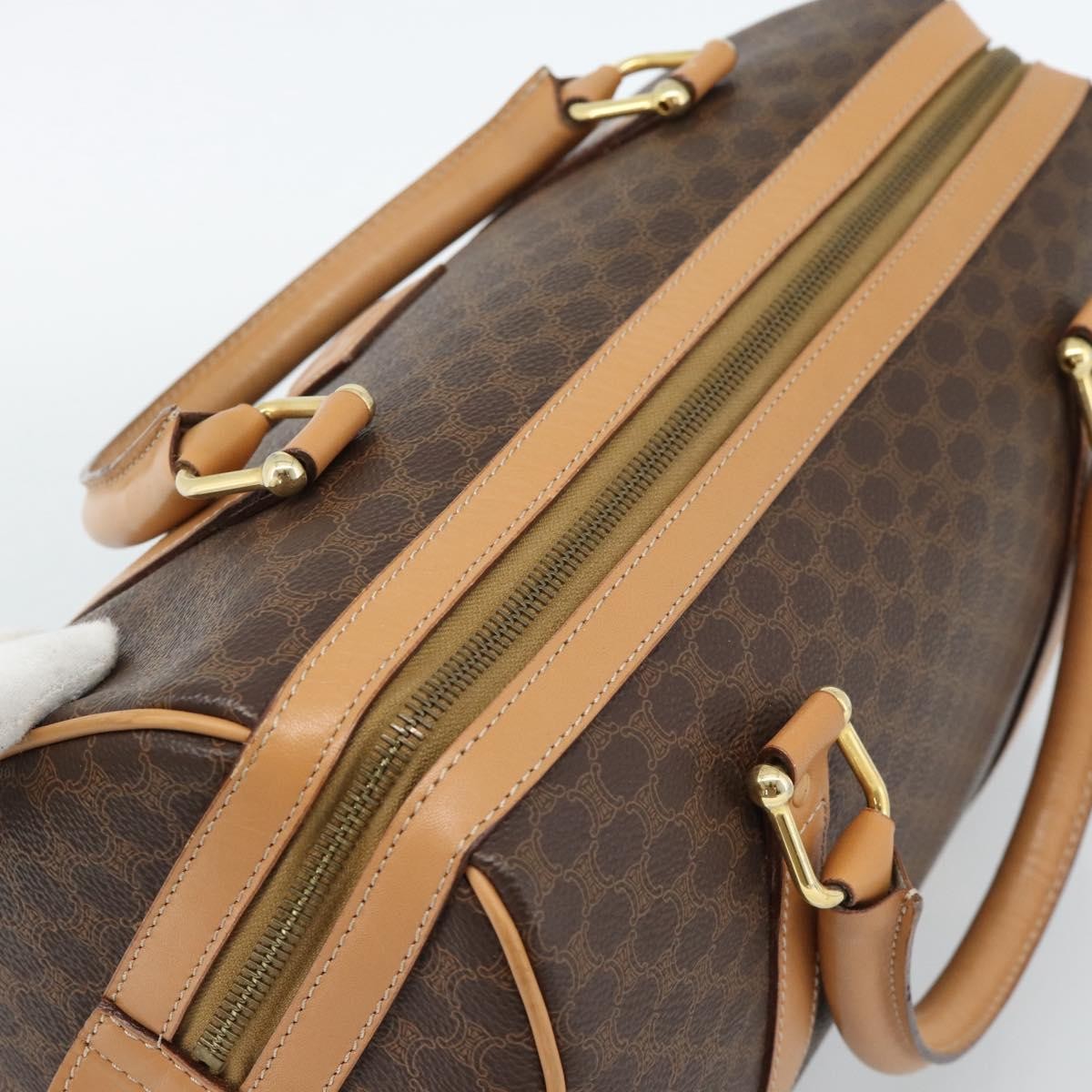 Celine Vintage Boston Macadam Coated Canvas, Brown, PVC, Handbag