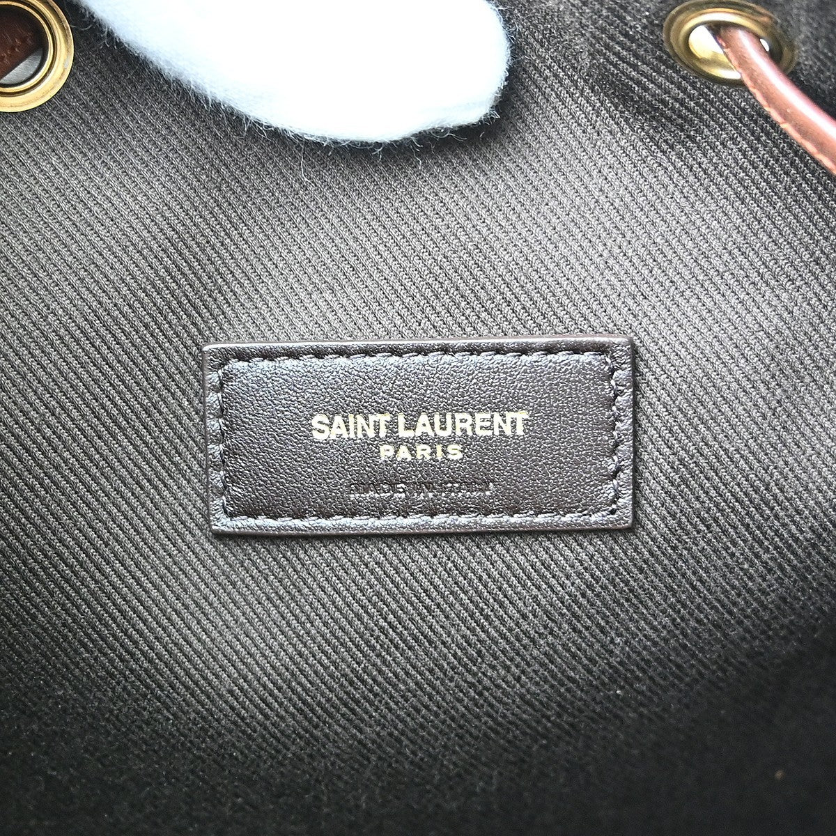 Saint Laurent Vintage Classic Monogram Drawstring Bucket Canvas, Brown, Canvas, Shoulder Bag