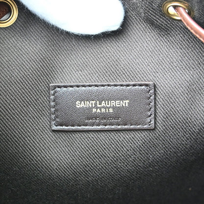 Saint Laurent Vintage Classic Monogram Drawstring Bucket Canvas, Brown, Canvas, Shoulder Bag