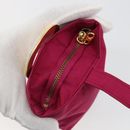 Celine Circle Logo Pouch Nylon, Pink, Nylon, Clutch