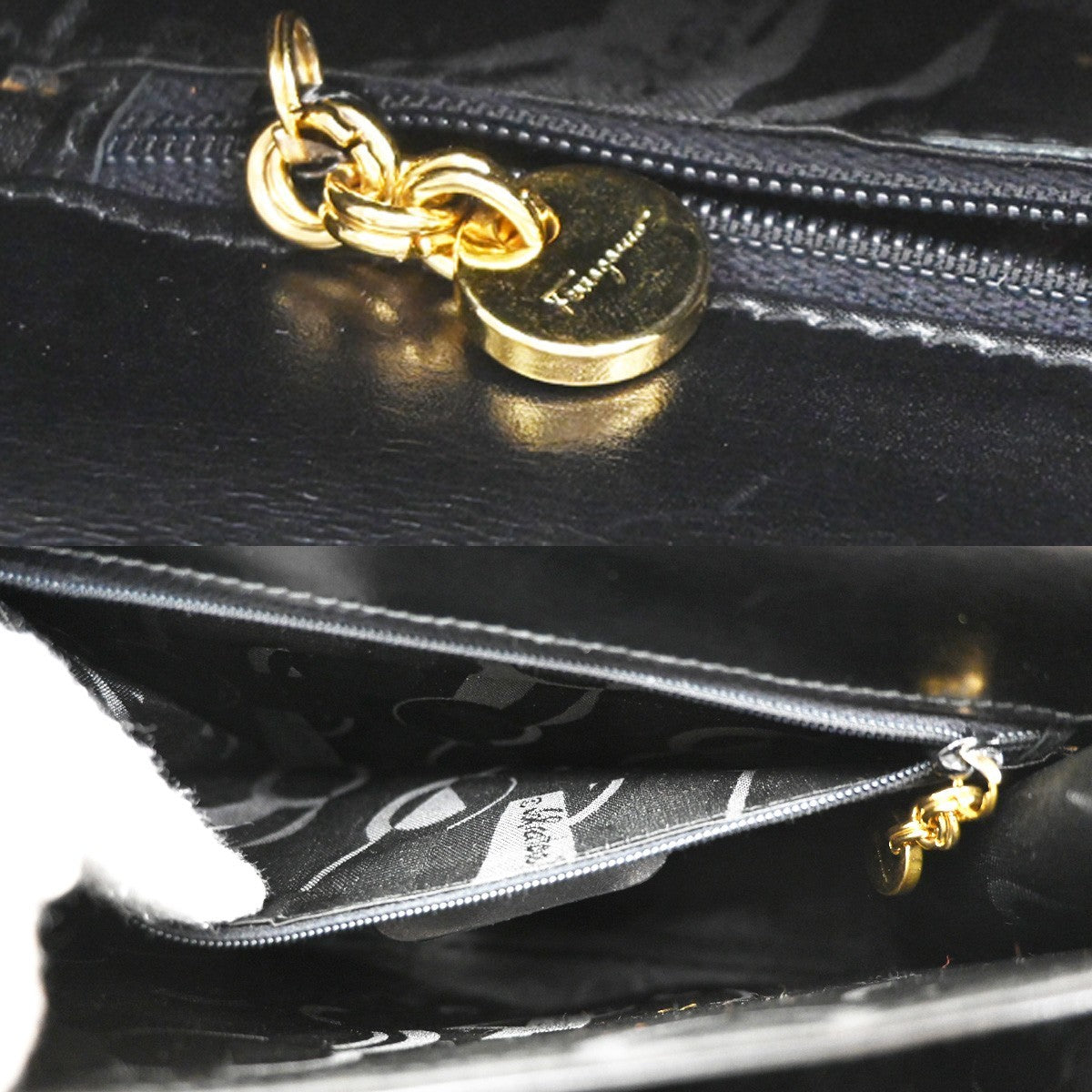 Salvatore Ferragamo Convertible Top Handle Leather, Black, Leather, Handbag