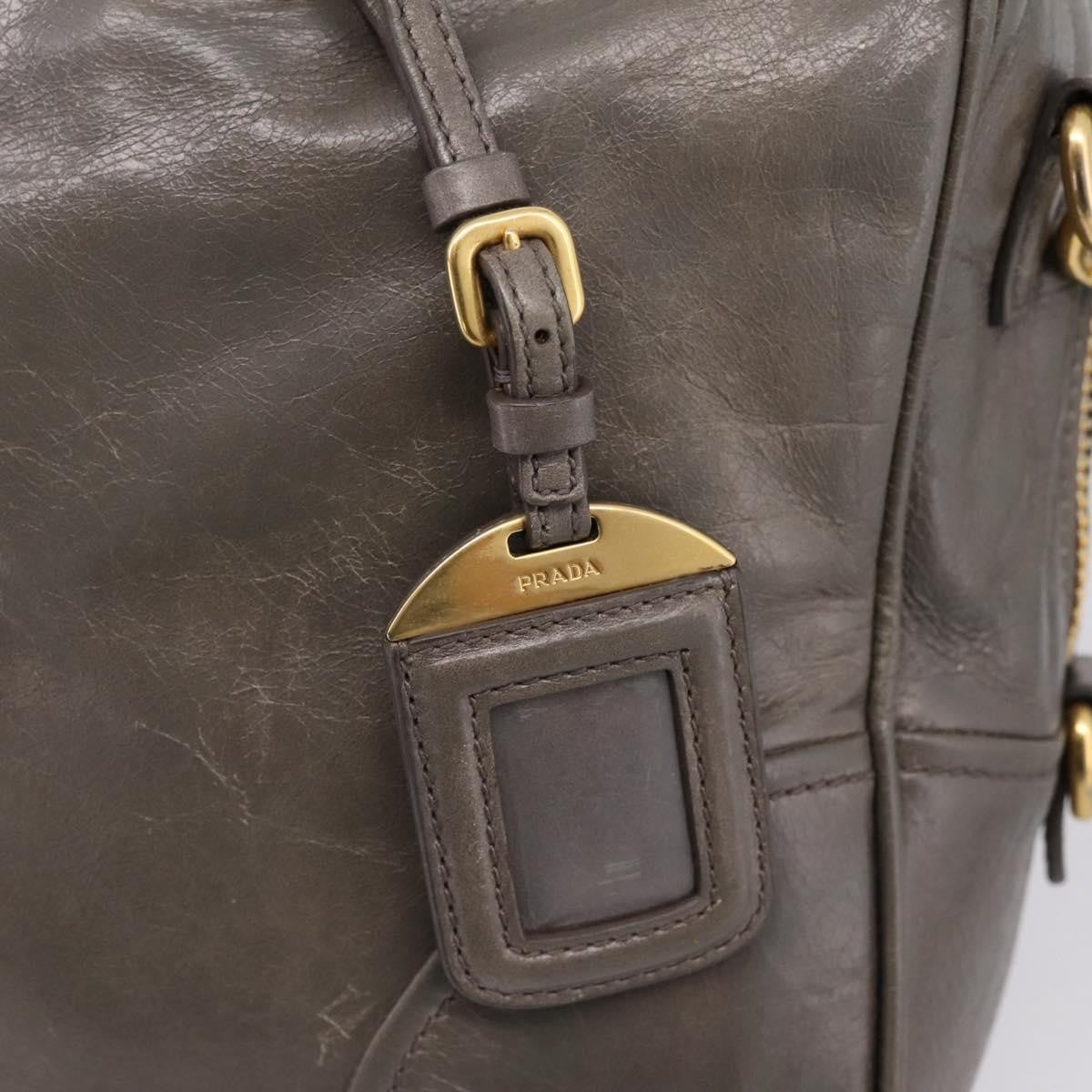 Prada Convertible Bauletto Vitello Shine, Gray, Leather, Handbag