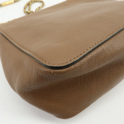 Chloe Elsie Chain Leather, Brown, Leather, Shoulder Bag