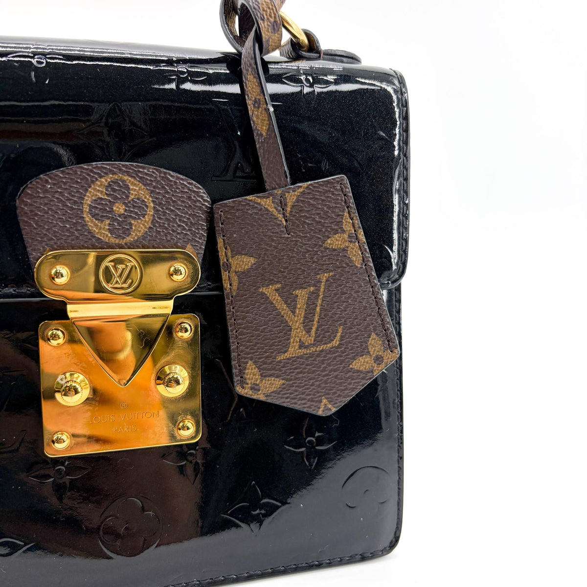 Louis Vuitton Spring Street NM Monogram Vernis with Monogram Canvas and Epi Leather, Black, Patent Leather, Handbag