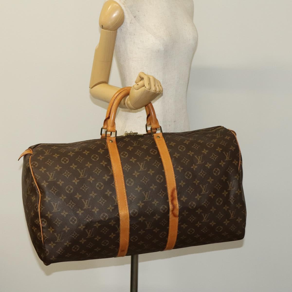 Louis Vuitton Keepall 55, Brown, Canvas, travel